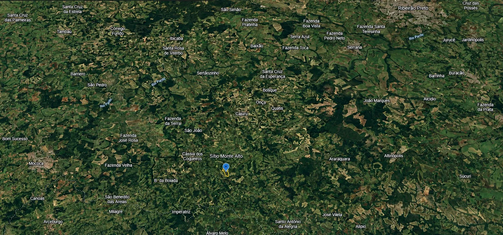 Mapa regional com a localização do Sítio Monte Alto